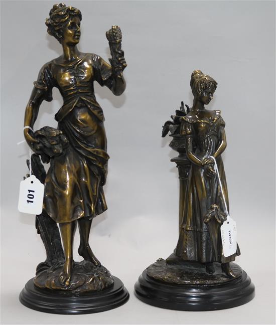 Two bronzed figures height 44cm